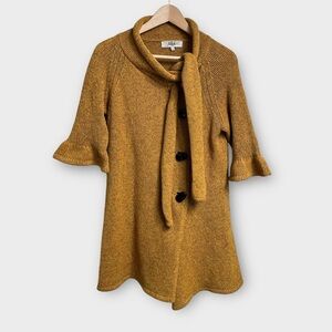 Tibi Wool Golden Yellow Long Cardigan Sweater Women's Small Button Front Winter